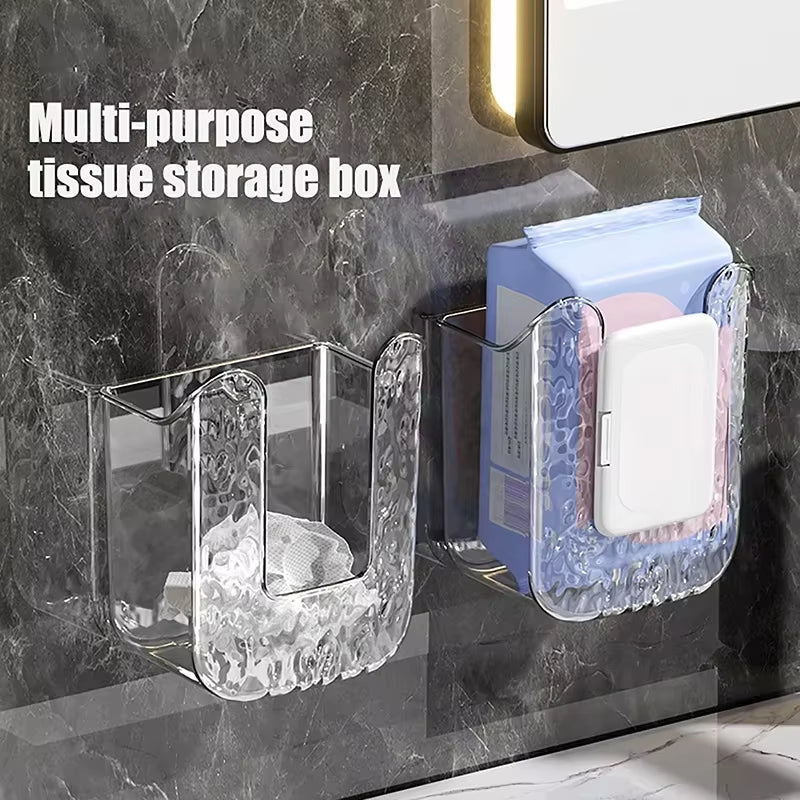 Tissue Box Bathroom Non Perforated Wall Mounted Wet Tissue Storage Box with Large Opening and Strong Load-Bearing Capacity