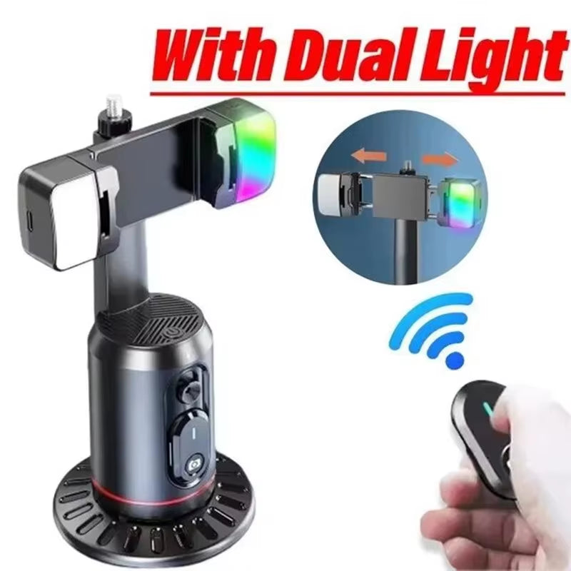 360° Rotation Gimbal Stabilizer Tripod Selfie Stick Desktop Face Tracking with Bluetooth Remote Shutter Light Holder